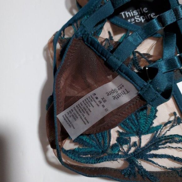 Thistle and Spire Brooklyn Haze Bralette Emerald Green Espresso Size XS - Picture 4 of 7